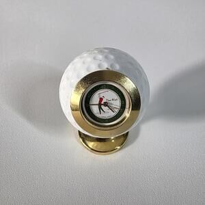 Vintage Quartz Clock Gold Golf Ball Shaped tested working 2.5x1.5"